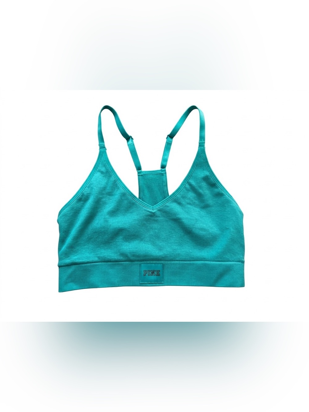 PINK Victoria’s Secret Seamless V-Neck Sports Bra Teal Medium